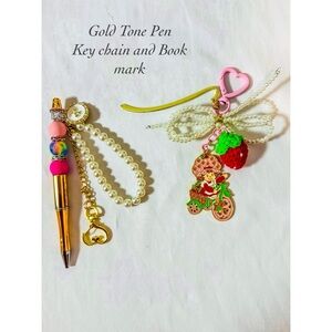 Strawberry Shortcake Journal, Key Charm ,Bookmark, Decals Set